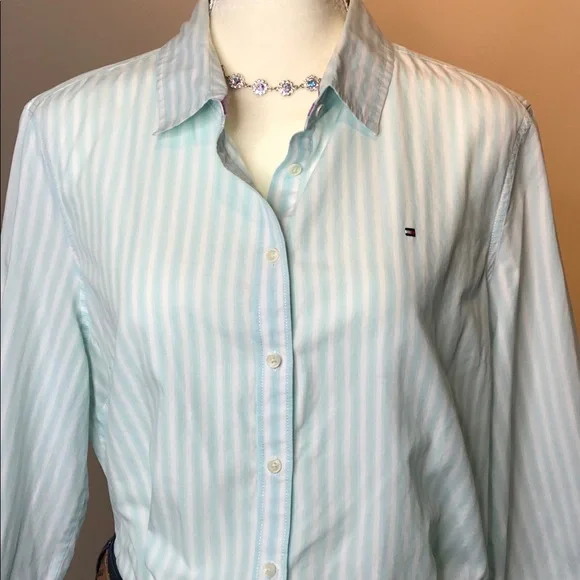Tommy Hilfiger striped button-down oxford top XL EUC - Picture 5 of 7